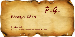 Pántya Géza névjegykártya
